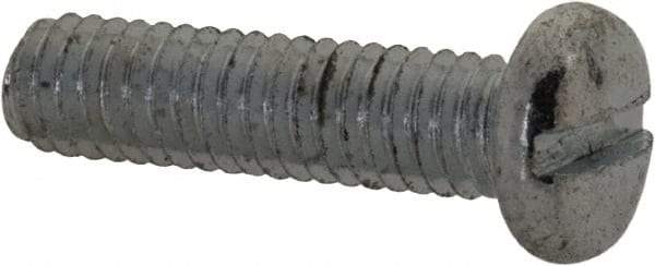 Value Collection - M2.5x0.45, 10mm Length Under Head Slotted Drive Machine Screw - Pan Head, Grade 4.8 Steel, Zinc-Plated Finish, Without Washer - Americas Industrial Supply