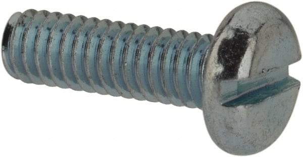Value Collection - M2.5x0.45, 8mm Length Under Head Slotted Drive Machine Screw - Pan Head, Grade 4.8 Steel, Zinc-Plated Finish, Without Washer - Americas Industrial Supply