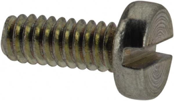 Value Collection - M2x0.40, 5mm Length Under Head Slotted Drive Machine Screw - Pan Head, Grade 4.8 Steel, Zinc-Plated Finish, Without Washer - Americas Industrial Supply