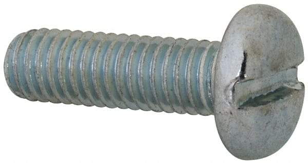 Value Collection - M6x1.00, 20mm Length Under Head Slotted Drive Machine Screw - Pan Head, Grade 4.8 Steel, Zinc-Plated Finish, Without Washer - Americas Industrial Supply