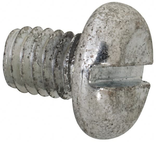 Value Collection - M6x1.00, 8mm Length Under Head Slotted Drive Machine Screw - Pan Head, Grade 4.8 Steel, Zinc-Plated Finish, Without Washer - Americas Industrial Supply