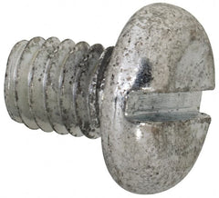 Value Collection - M6x1.00, 8mm Length Under Head Slotted Drive Machine Screw - Pan Head, Grade 4.8 Steel, Zinc-Plated Finish, Without Washer - Americas Industrial Supply
