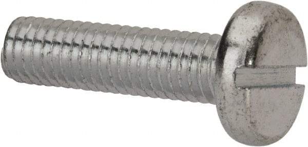 Value Collection - M8x1.25, 30mm Length Under Head Slotted Drive Machine Screw - Pan Head, Grade 4.8 Steel, Zinc-Plated Finish, Without Washer - Americas Industrial Supply