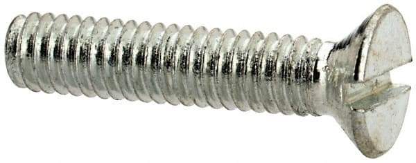 Value Collection - M2.5x0.45, 12mm OAL Slotted Drive Machine Screw - Flat Head, Grade 4.8 Steel, Zinc-Plated Finish, Without Washer - Americas Industrial Supply