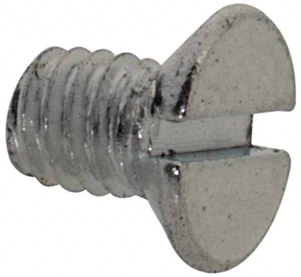 Value Collection - M2.5x0.45, 4mm OAL Slotted Drive Machine Screw - Flat Head, Grade 4.8 Steel, Zinc-Plated Finish, Without Washer - Americas Industrial Supply