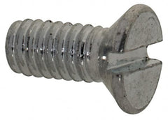 Value Collection - M2.5x0.45, 6mm OAL Slotted Drive Machine Screw - Flat Head, Grade 4.8 Steel, Zinc-Plated Finish, Without Washer - Americas Industrial Supply
