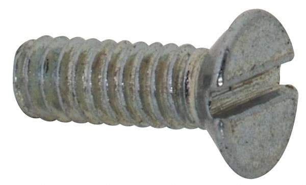 Value Collection - M2x0.40, 6mm OAL Slotted Drive Machine Screw - Flat Head, Grade 4.8 Steel, Zinc-Plated Finish, Without Washer - Americas Industrial Supply