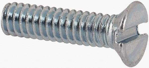 Value Collection - M2x0.40, 8mm OAL Slotted Drive Machine Screw - Flat Head, Grade 4.8 Steel, Zinc-Plated Finish, Without Washer - Americas Industrial Supply