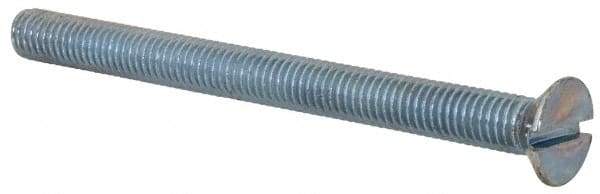 Value Collection - M5x0.80, 60mm OAL Slotted Drive Machine Screw - Flat Head, Grade 4.8 Steel, Zinc-Plated Finish, Without Washer - Americas Industrial Supply
