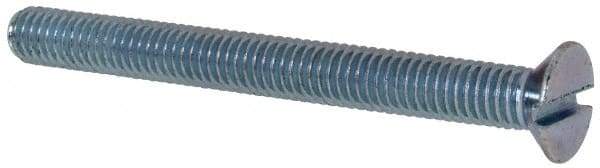 Value Collection - M6x1.00, 60mm OAL Slotted Drive Machine Screw - Flat Head, Grade 4.8 Steel, Zinc-Plated Finish, Without Washer - Americas Industrial Supply