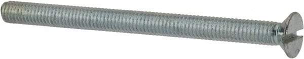 Value Collection - M6x1.00, 80mm OAL Slotted Drive Machine Screw - Flat Head, Grade 4.8 Steel, Zinc-Plated Finish, Without Washer - Americas Industrial Supply