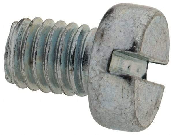 Value Collection - M6x1.00, 8mm Length Under Head Slotted Drive Machine Screw - Cheese Head, Grade 4.8 Steel, Zinc-Plated Finish, Without Washer - Americas Industrial Supply