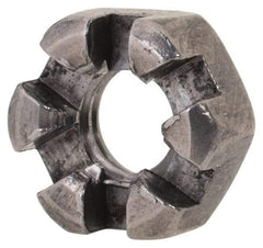 Value Collection - 1/4-20 UNC Grade 2 Steel Slotted Locknut - 7/16" Width Across Flats, 7/32" High, Uncoated - Americas Industrial Supply