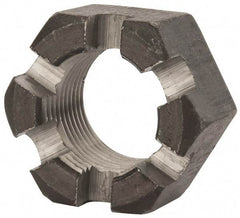 Value Collection - 1-1/8 - 12 UNF Grade 2 Steel Slotted Locknut - 1-11/16" Width Across Flats, 31/32" High, Uncoated - Americas Industrial Supply