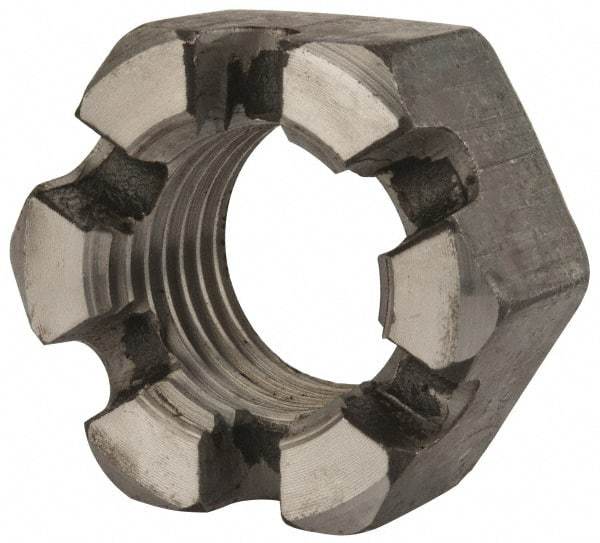 Value Collection - 2 - 4-1/2 UNC Grade 2 Steel Slotted Locknut - 3" Width Across Flats, 1-23/32" High, Uncoated - Americas Industrial Supply