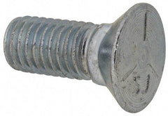 Value Collection - 1/2-13 UNC, 1-1/4" OAL, Steel Plow Bolt - Zinc-Plated Finish, Grade 5 - Americas Industrial Supply