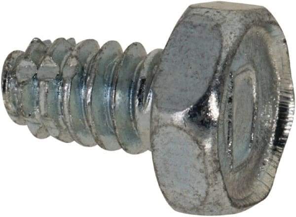 Value Collection - #6-32 UNC Thread, 1/4" Length Under Head, Hex Drive Steel Thread Cutting Screw - Hex Head, Grade 2, Point Type F, Zinc-Plated Finish - Americas Industrial Supply