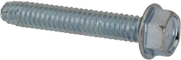 Value Collection - 1/4-20 UNC Thread, 1-1/2" Length Under Head, Hex Drive Steel Thread Cutting Screw - Hex Head, Grade 2, Point Type F, Zinc-Plated Finish - Americas Industrial Supply