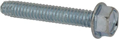Value Collection - 1/4-20 UNC Thread, 1-1/2" Length Under Head, Hex Drive Steel Thread Cutting Screw - Hex Head, Grade 2, Point Type F, Zinc-Plated Finish - Americas Industrial Supply