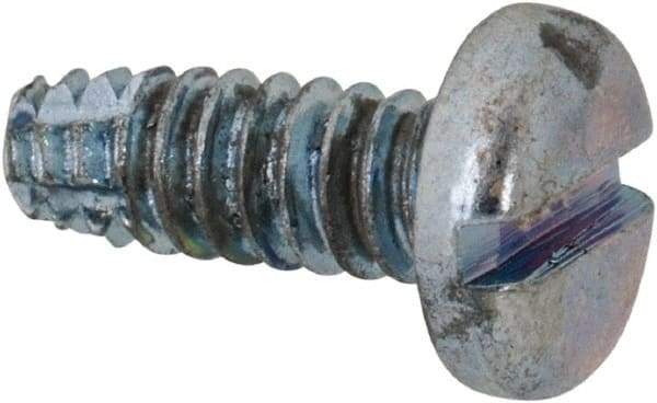Value Collection - #4-40 UNC Thread, 5/16" Length Under Head, Slotted Drive Steel Thread Cutting Screw - Pan Head, Grade 2, Point Type F, Zinc-Plated Finish - Americas Industrial Supply