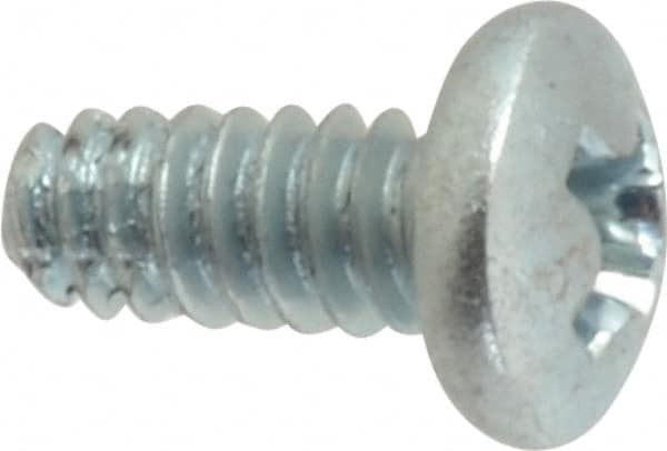 Value Collection - #6-32 UNC Thread, 5/16" Length Under Head, Phillips Drive Steel Thread Cutting Screw - Pan Head, Grade 2, Point Type F, Zinc-Plated Finish - Americas Industrial Supply
