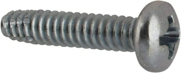 Value Collection - #6-32 UNC Thread, 5/8" Length Under Head, Phillips Drive Steel Thread Cutting Screw - Pan Head, Grade 2, Point Type F, Zinc-Plated Finish - Americas Industrial Supply