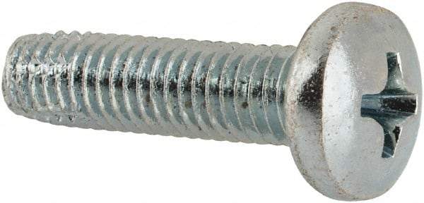 Value Collection - #10-32 UNF Thread, 3/4" Length Under Head, Phillips Drive Steel Thread Cutting Screw - Pan Head, Grade 2, Point Type F, Zinc-Plated Finish - Americas Industrial Supply