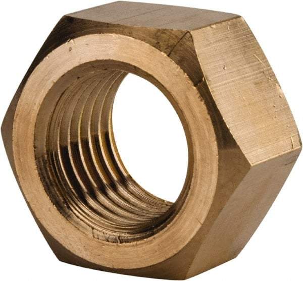 Value Collection - 1-1/4 - 7 UNC Brass Right Hand Hex Nut - 1-7/8" Across Flats, 1-1/16" High, Brass Finish - Americas Industrial Supply