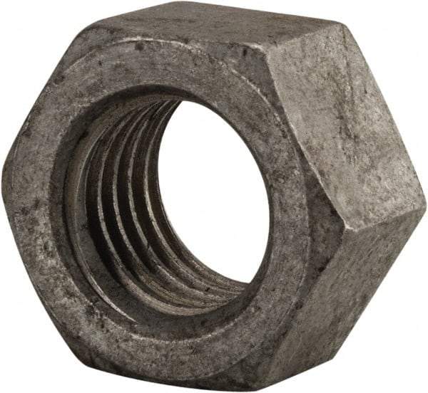 Value Collection - 1-1/8 - 7 UNC Steel Right Hand Hex Nut - 1-11/16" Across Flats, 31/32" High, Hot Dipped Galvanized Finish - Americas Industrial Supply