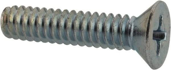Value Collection - #10-24 UNC, 7/8" OAL Phillips Drive Machine Screw - Flat Head, Grade 2 Steel, Zinc-Plated Finish, Without Washer - Americas Industrial Supply