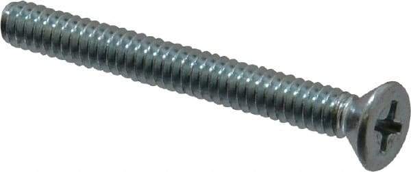 Value Collection - #10-24 UNC, 1-3/4" OAL Phillips Drive Machine Screw - Flat Head, Grade 2 Steel, Zinc-Plated Finish, Without Washer - Americas Industrial Supply