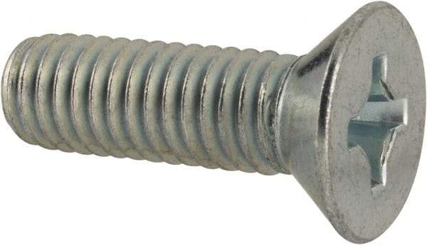 Value Collection - 3/8-16 UNC, 1-1/4" OAL Phillips Drive Machine Screw - Flat Head, Grade 2 Steel, Zinc-Plated Finish, Without Washer - Americas Industrial Supply