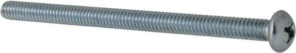 Value Collection - 1/4-20 UNC, 4" Length Under Head Phillips Drive Machine Screw - Round Head, Grade 2 Steel, Zinc-Plated Finish, Without Washer - Americas Industrial Supply