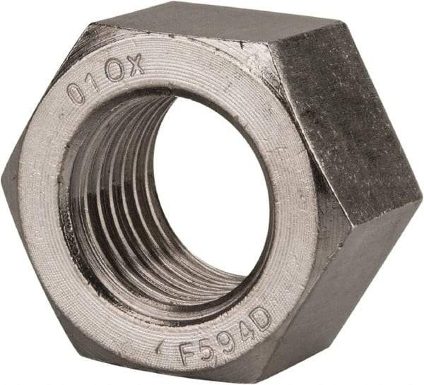 Value Collection - 1-1/4 - 7 UNC Stainless Steel Right Hand Hex Nut - 1-7/8" Across Flats, 1-1/16" High, Uncoated - Americas Industrial Supply