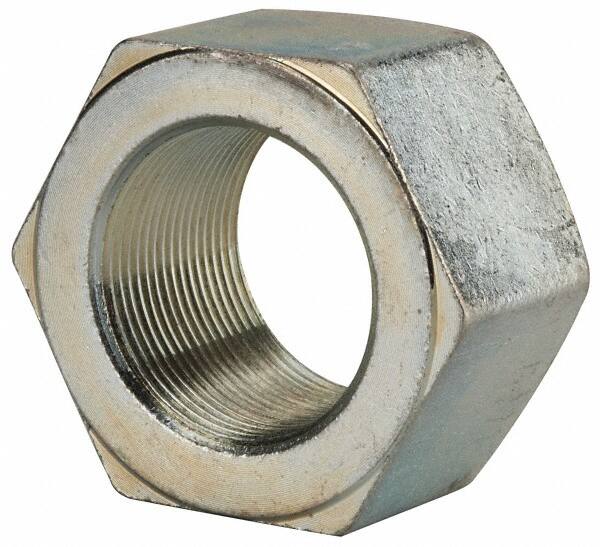 Value Collection - 1-3/4 - 12 UN Steel Right Hand Hex Nut - 2-5/8" Across Flats, 1-1/2" High, Zinc Clear Finish - Americas Industrial Supply