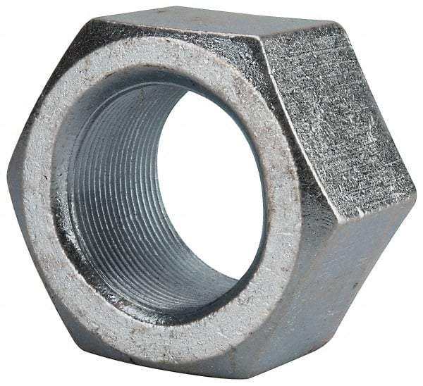 Value Collection - 2-12 UN Steel Right Hand Hex Nut - 3" Across Flats, 1-23/32" High, Zinc Clear Finish - Americas Industrial Supply