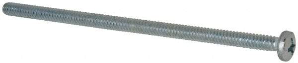 Value Collection - #6-32 UNC, 3" Length Under Head Phillips Drive Machine Screw - Pan Head, Grade 2 Steel, Zinc-Plated Finish, Without Washer - Americas Industrial Supply