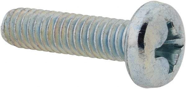 Value Collection - #12-24 UNC, 7/8" Length Under Head Phillips Drive Machine Screw - Pan Head, Grade 2 Steel, Zinc-Plated Finish, Without Washer - Americas Industrial Supply