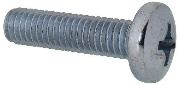 Value Collection - 3/8-16 UNC, 1-1/2" Length Under Head Phillips Drive Machine Screw - Pan Head, Grade 2 Steel, Zinc-Plated Finish, Without Washer - Americas Industrial Supply