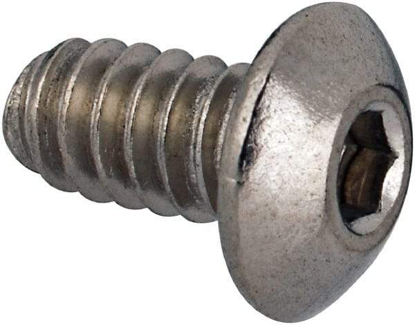 Value Collection - #6-32 UNC Hex Socket Drive, Button Screw - Grade 316 Stainless Steel, Uncoated, 1/4" Length Under Head - Americas Industrial Supply