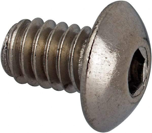 Value Collection - #8-32 UNC Hex Socket Drive, Button Screw - Grade 316 Stainless Steel, Uncoated, 1/4" Length Under Head - Americas Industrial Supply