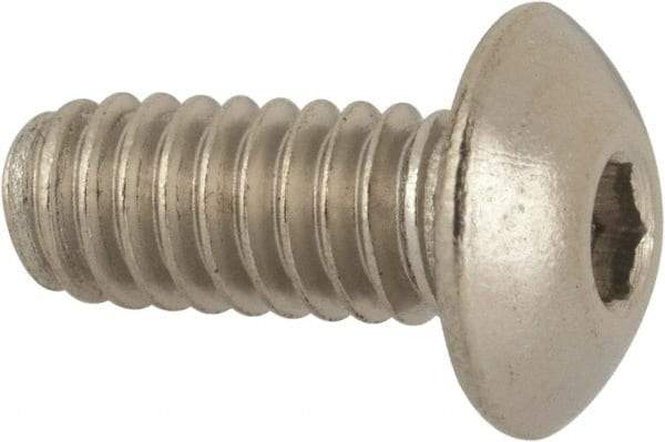 Value Collection - #8-32 UNC Hex Socket Drive, Button Screw - Grade 316 Stainless Steel, Uncoated, 3/8" Length Under Head - Americas Industrial Supply