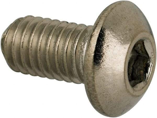 Value Collection - #10-32 UNF Hex Socket Drive, Button Screw - Grade 316 Stainless Steel, Uncoated, 3/8" Length Under Head - Americas Industrial Supply