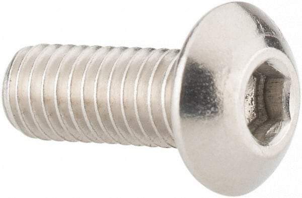 Value Collection - #10-32 UNF Hex Socket Drive, Button Screw - Grade 316 Stainless Steel, Uncoated, 1/2" Length Under Head - Americas Industrial Supply