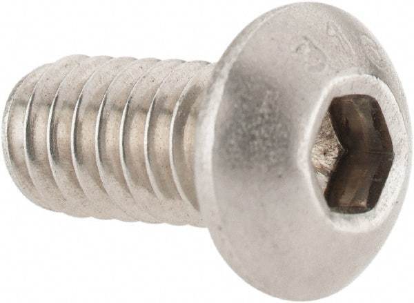 Value Collection - 1/4-20 UNC Hex Socket Drive, Button Screw - Grade 316 Stainless Steel, Uncoated, 1/2" Length Under Head - Americas Industrial Supply