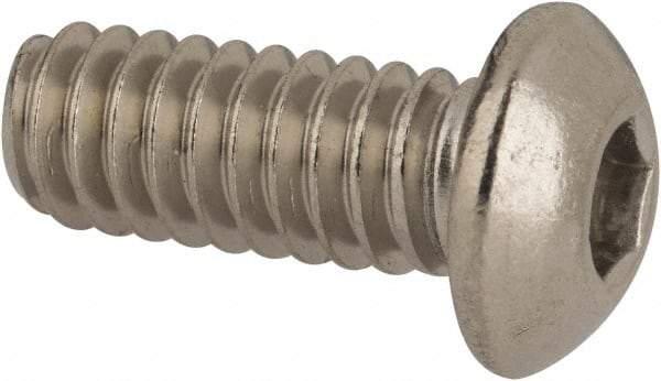 Value Collection - 1/4-20 UNC Hex Socket Drive, Button Screw - Grade 316 Stainless Steel, Uncoated, 5/8" Length Under Head - Americas Industrial Supply