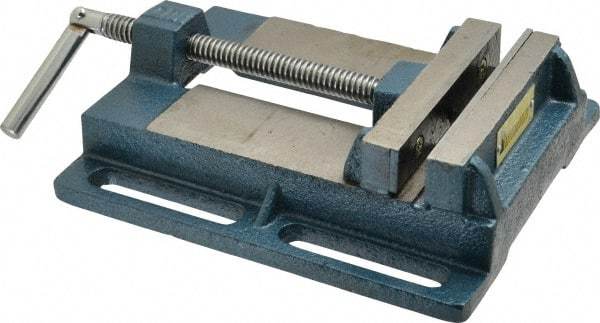 Interstate - 4-5/8" Jaw Opening Capacity x 1" Throat Depth, Horizontal Drill Press Vise - 5" Wide x 1" High Jaw, Stationary Base, Standard Speed, 9.65" OAL x 2.33" Overall Height, Cast Iron - Americas Industrial Supply