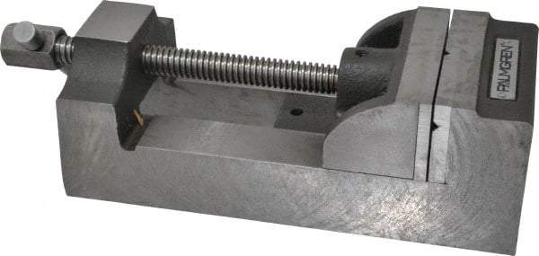 Palmgren - 4" Jaw Opening Capacity x 1-3/4" Throat Depth, Horizontal Drill Press Vise - 4" Wide Jaw, Stationary Base, Standard Speed, 10-3/4" OAL x 3-1/4" Overall Height, Cast Iron - Americas Industrial Supply