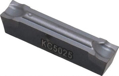 Kennametal - A4C4 CF KC5025 Grade, 0.1594" Cutting Width, Carbide Cutoff Insert - 0° Neutral Lead Angle, 0.0079" Cnr Rad, TiAlN Coated - Americas Industrial Supply