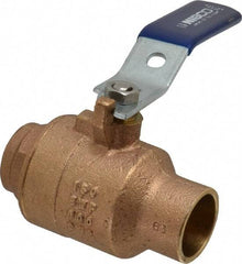 NIBCO - 1" Pipe, Full Port, Bronze Standard Ball Valve - 2 Piece, Inline - One Way Flow, Soldered x Soldered Ends, Lever Handle, 600 WOG, 150 WSP - Americas Industrial Supply